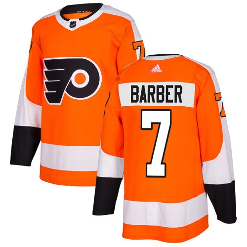 Adidas Flyers #7 Bill Barber Orange Home Authentic Stitched NHL Jersey - Click Image to Close